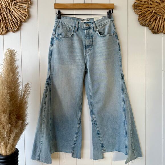 Free People jeans wide-leg 24L cropped pieced cotton flare pants - Picture 5 of 10